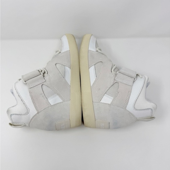 Sorel Out n About Sport Wedge Sneaker Suede Leather White Seat Salt - Picture 4 of 9